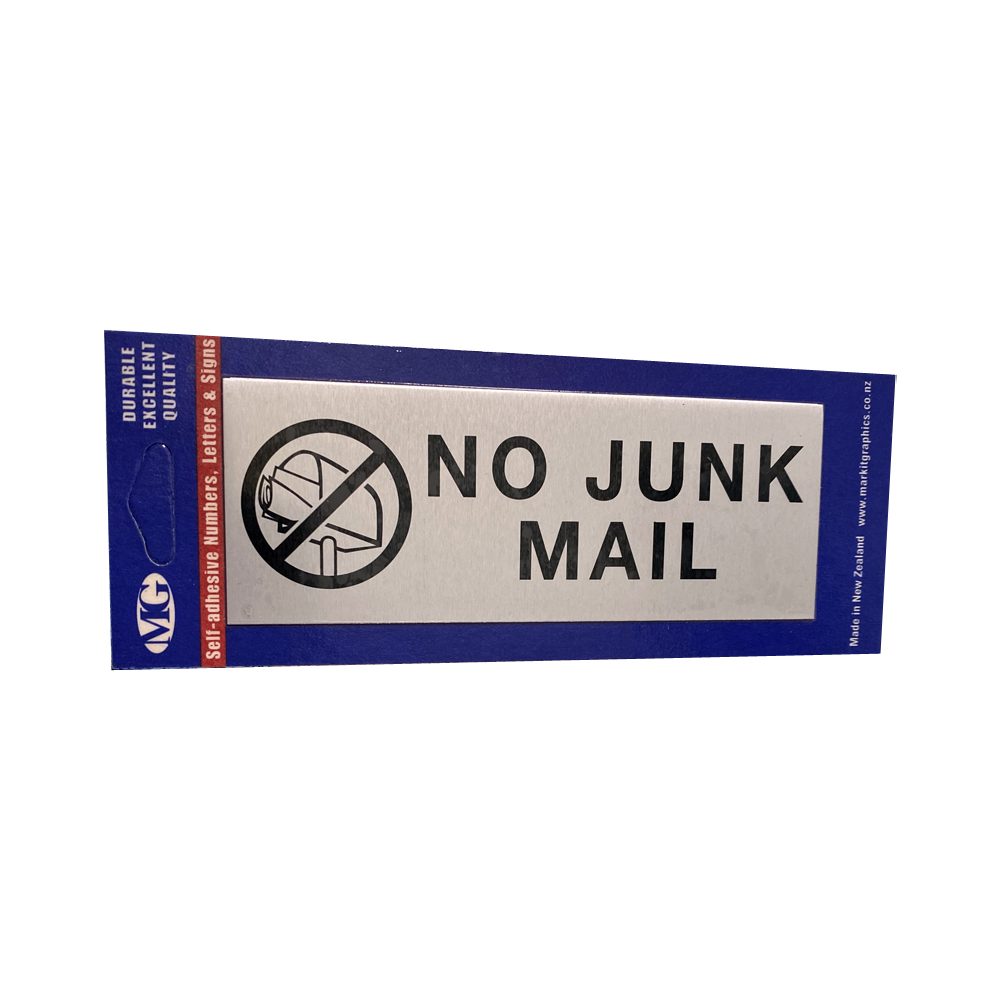 No Junk Mail Aluminium Large Self Adhesive Aluminium No Junk Mail Sign